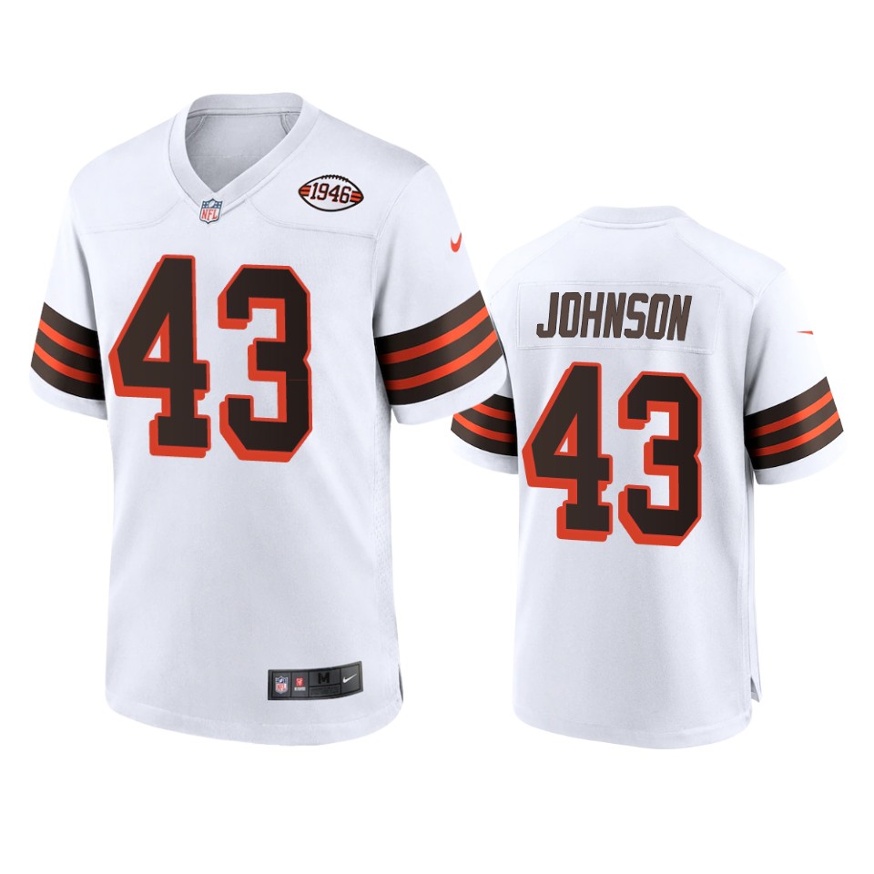 men's john johnson browns white alternate game 1946 collection jersey