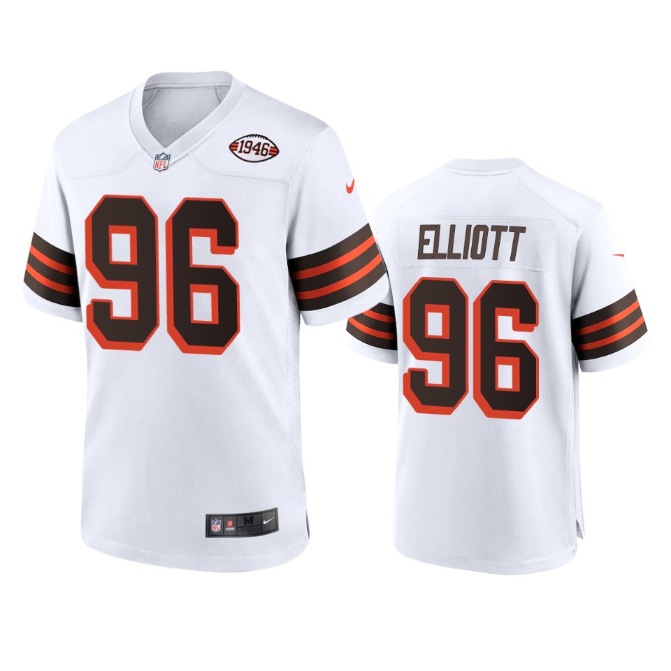 men's jordan elliott browns white alternate game 1946 collection jersey