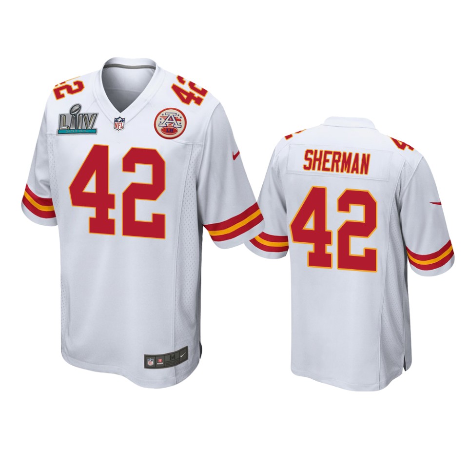 men's kansas city chiefs anthony sherman white super bowl liv game jersey