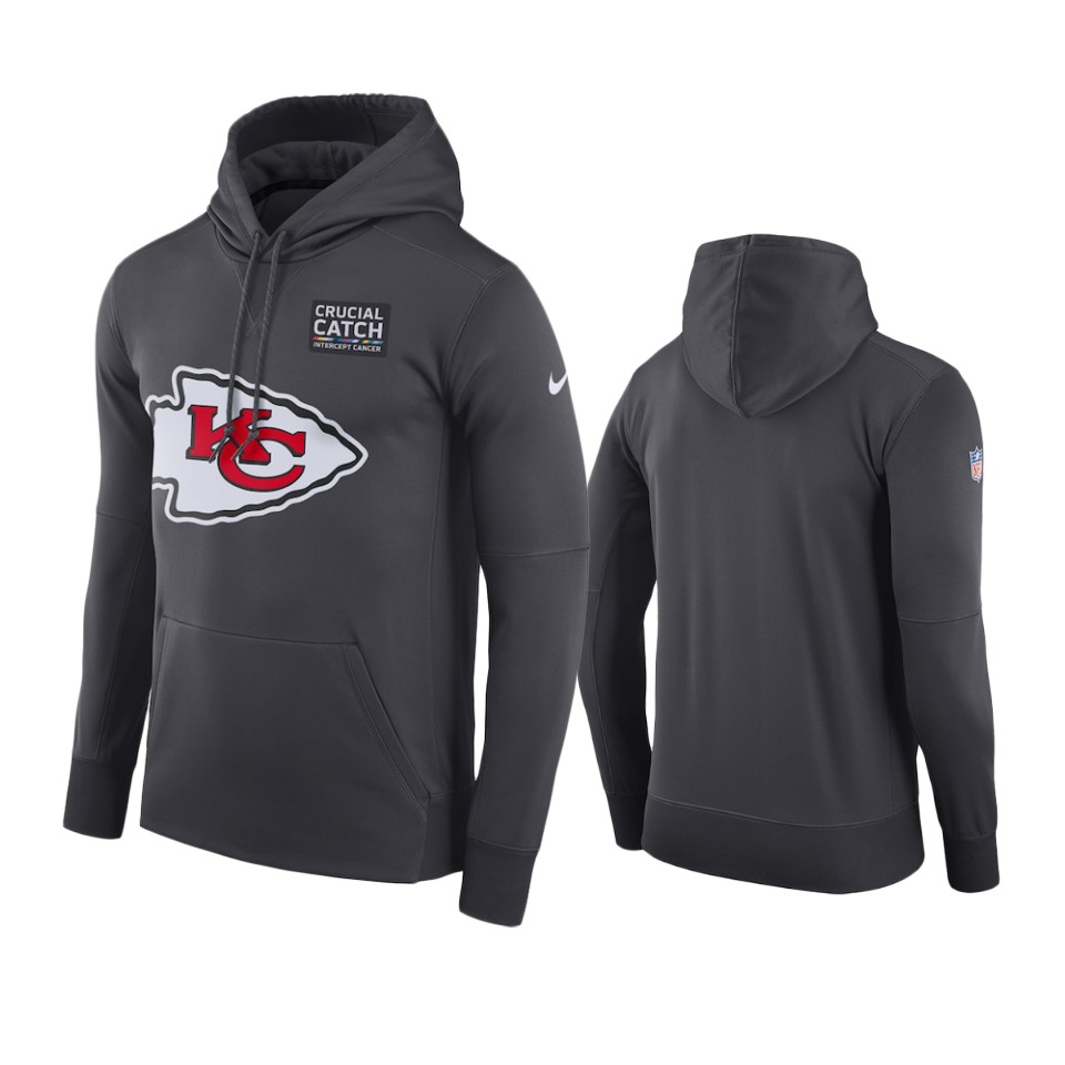 men's kansas city chiefs anthracite crucial catch performance hoodie