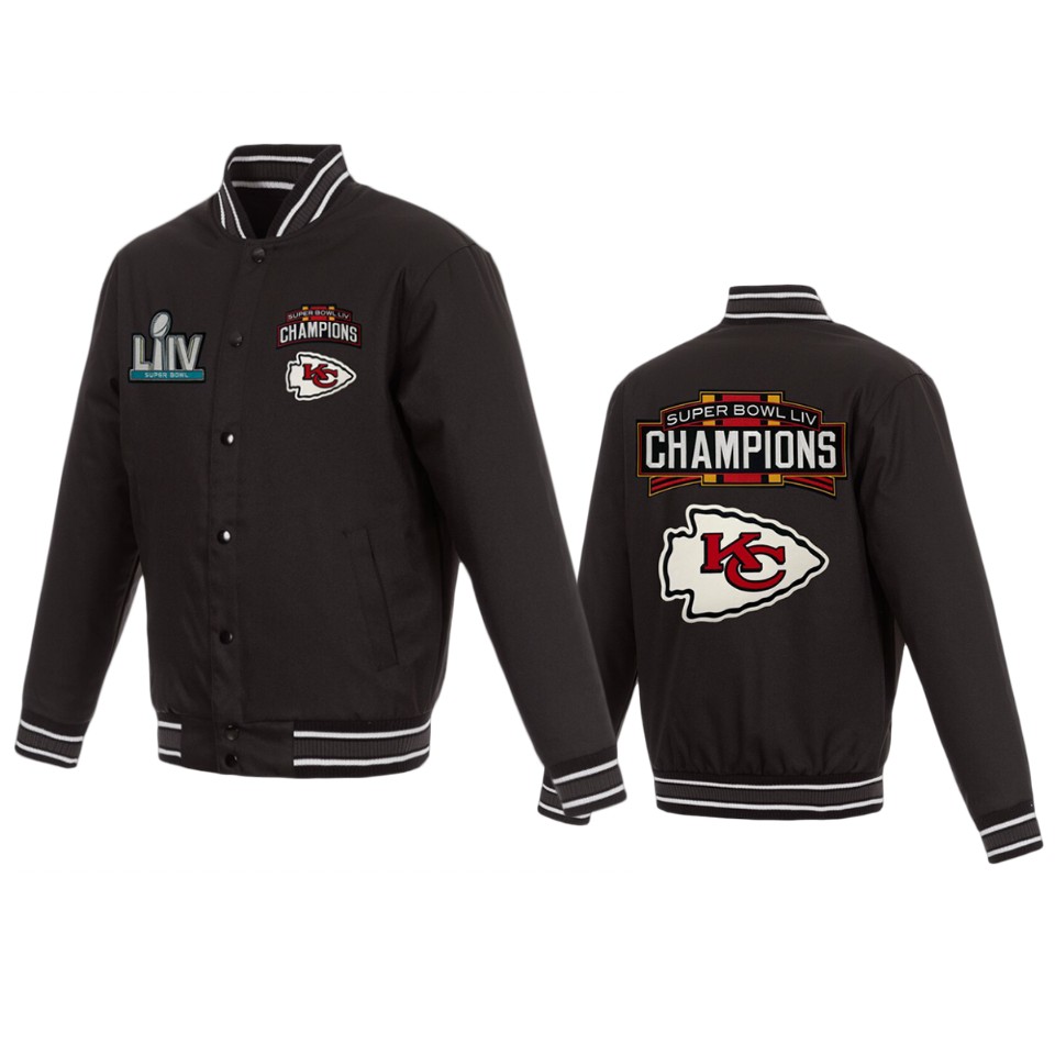 men's kansas city chiefs black super bowl liv champions poly twill full snap jacket