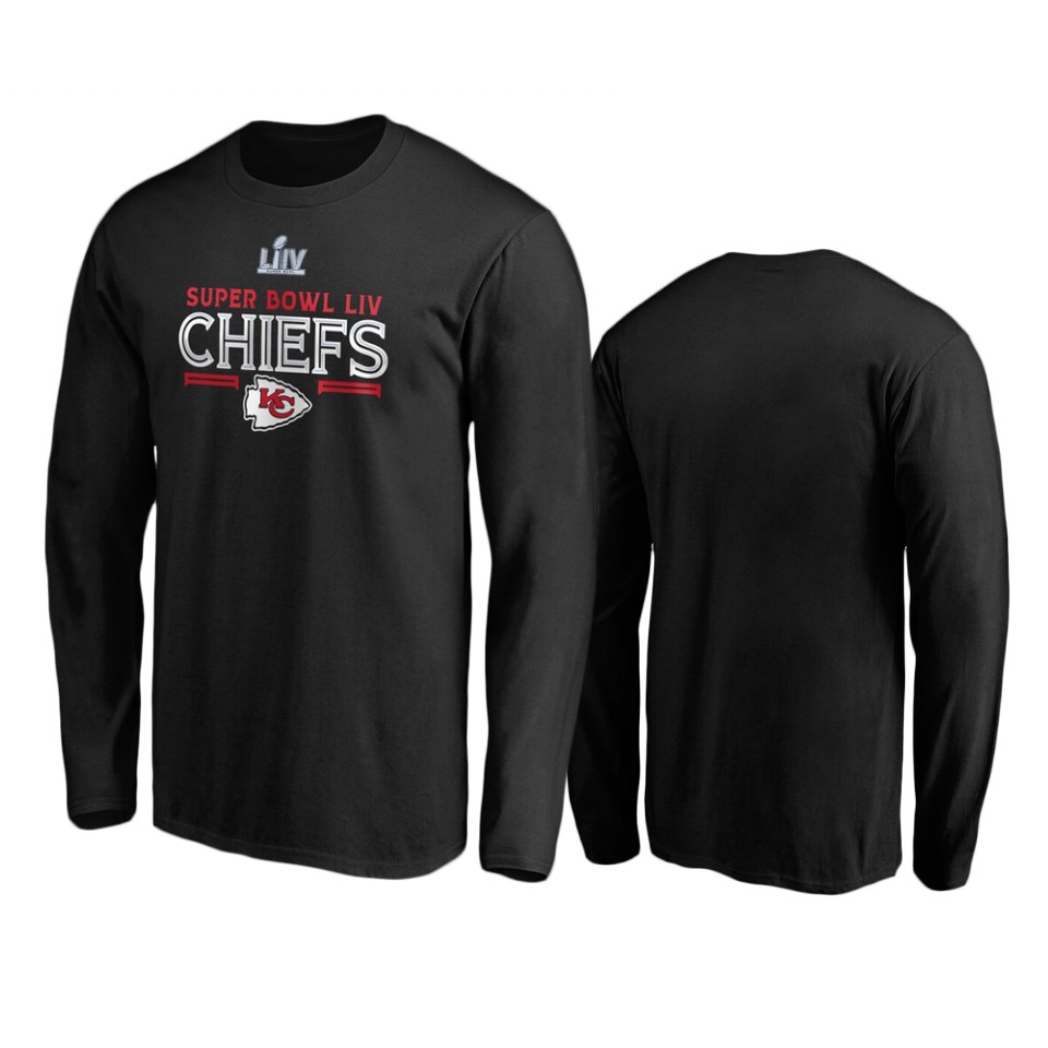 men's kansas city chiefs black super bowl liv gridiron long sleeve t shirt