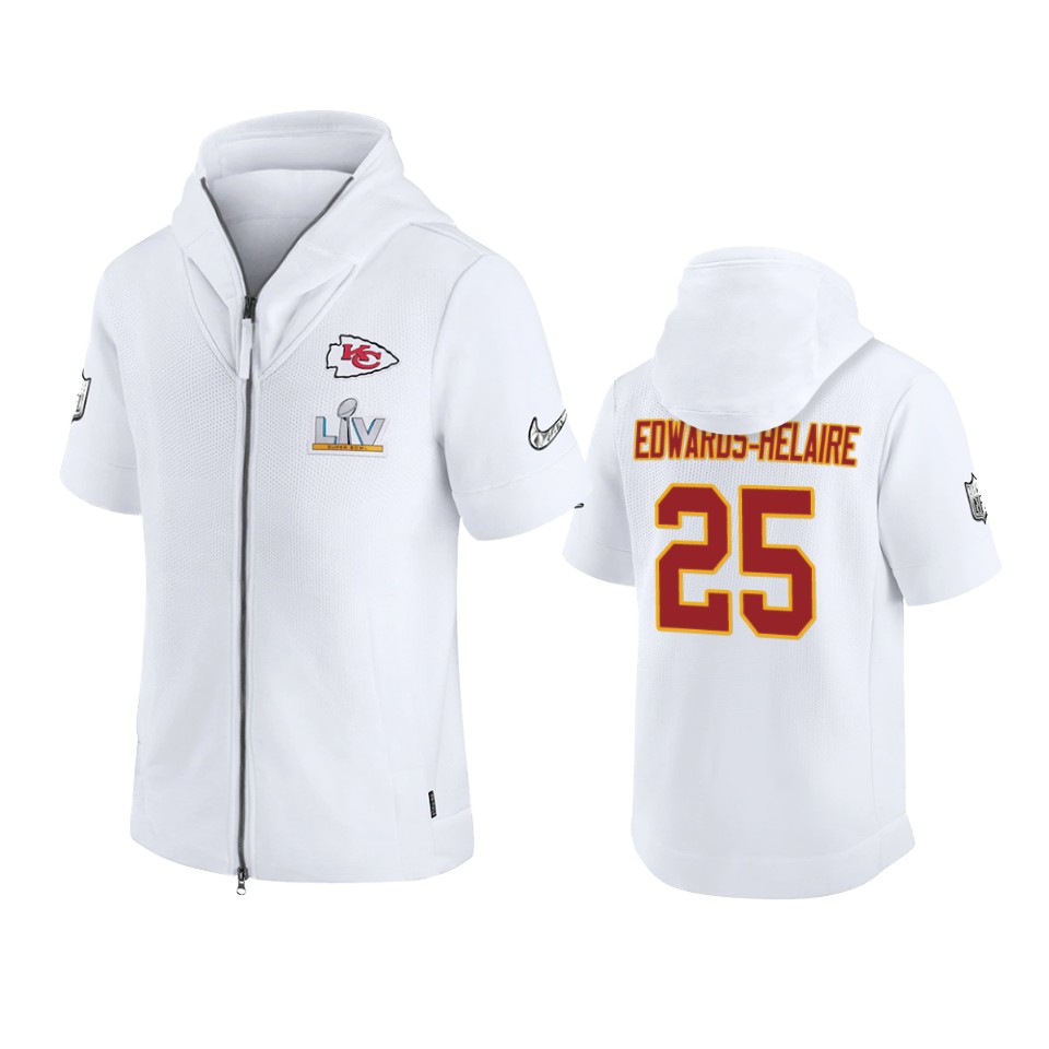 men's kansas city chiefs clyde edwards helaire red super bowl lv full zip hoodie