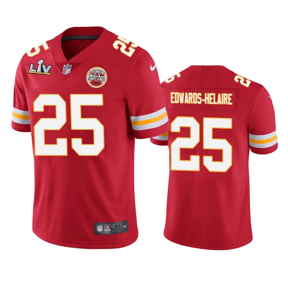 men's kansas city chiefs clyde edwards helaire red super bowl lv vapor limited jersey