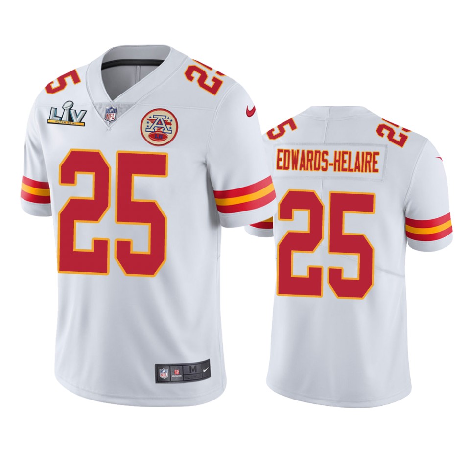 men's kansas city chiefs clyde edwards helaire white super bowl lv vapor limited jersey