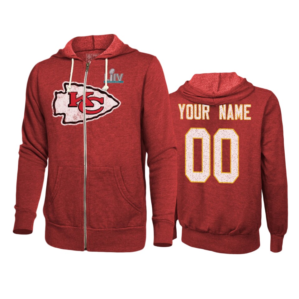 men's kansas city chiefs custom red super bowl liv full zip hoodie