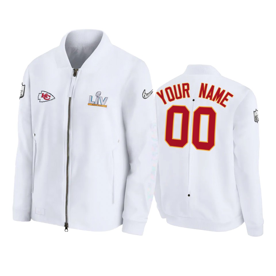 men's kansas city chiefs custom white super bowl lv diamond coaches jacket