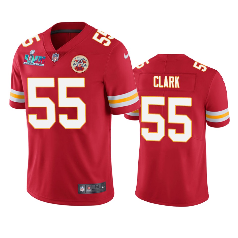 men's kansas city chiefs frank clark red super bowl lvii vapor limited jersey