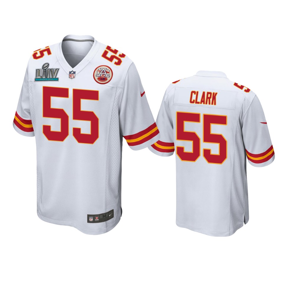 men's kansas city chiefs frank clark white super bowl liv game jersey