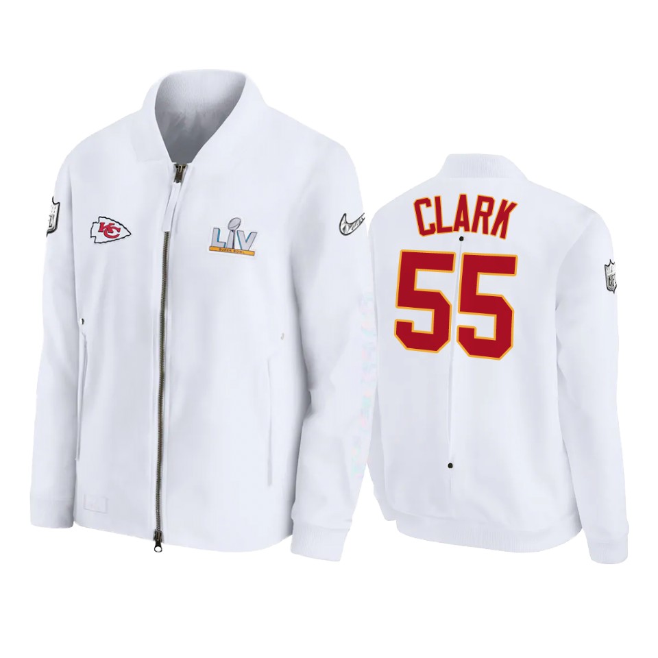 men's kansas city chiefs frank clark white super bowl lv diamond coaches jacket