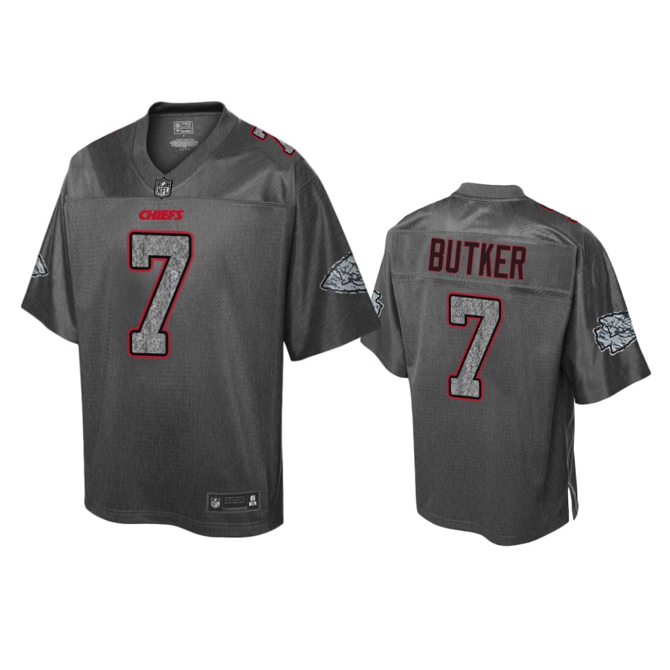 men's kansas city chiefs harrison butker heather charcoal static fashion jersey