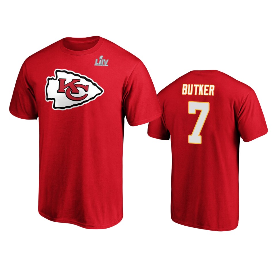 men's kansas city chiefs harrison butker red super bowl liv halfback player t shirt