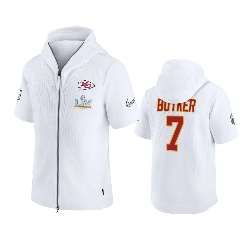 men's kansas city chiefs harrison butker red super bowl lv full zip hoodie