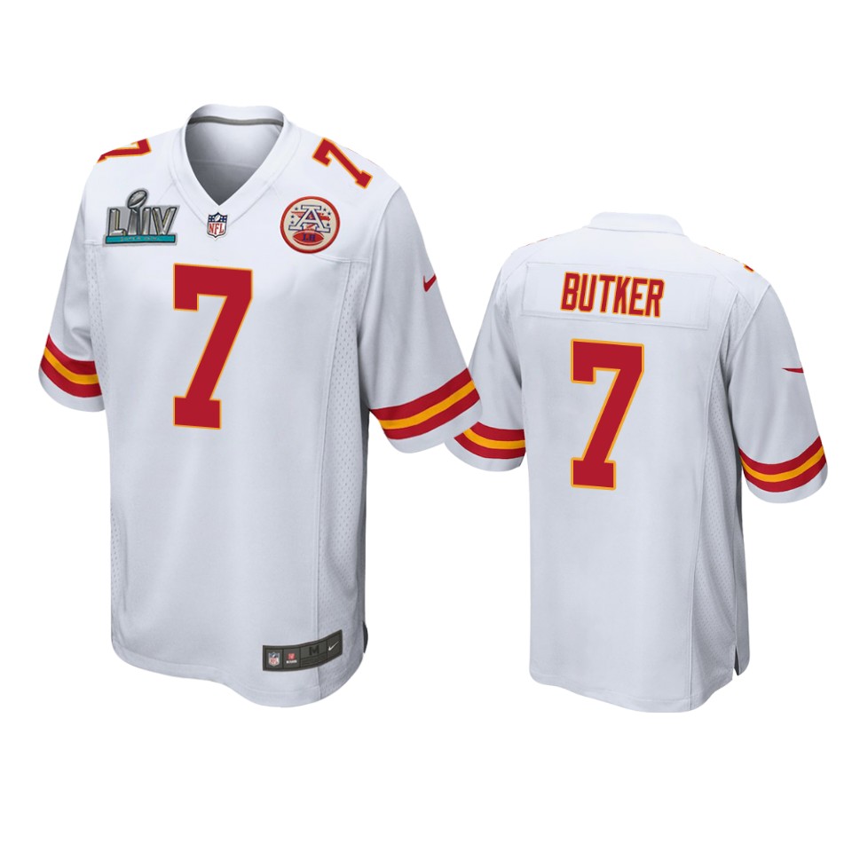 men's kansas city chiefs harrison butker white super bowl liv game jersey