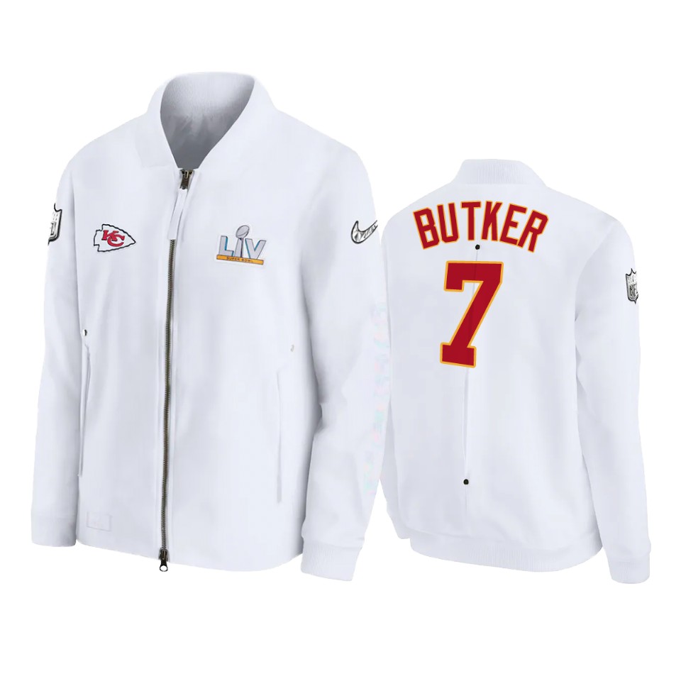 men's kansas city chiefs harrison butker white super bowl lv diamond coaches jacket