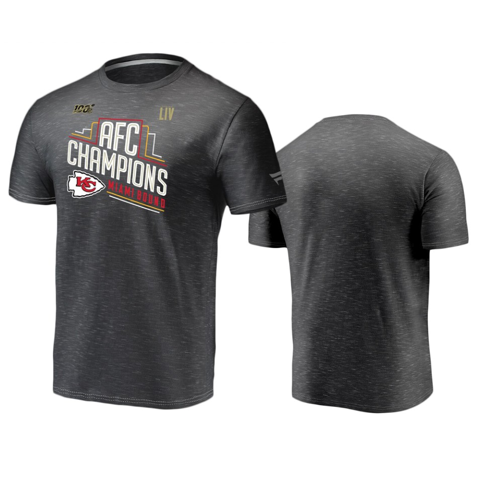 men's kansas city chiefs heather charcoal 2019 afc champions locker room t shirt