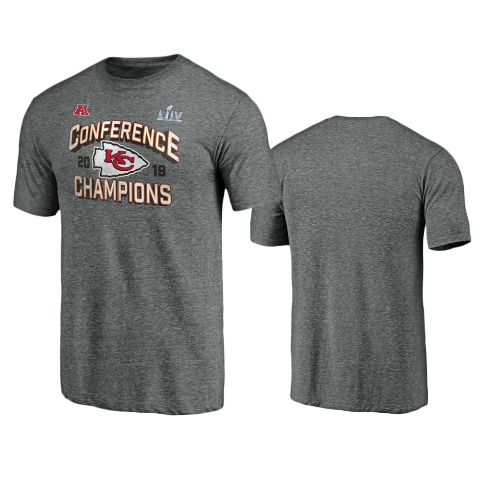 men's kansas city chiefs heather gray 2019 afc champions face mask tri blend t shirt