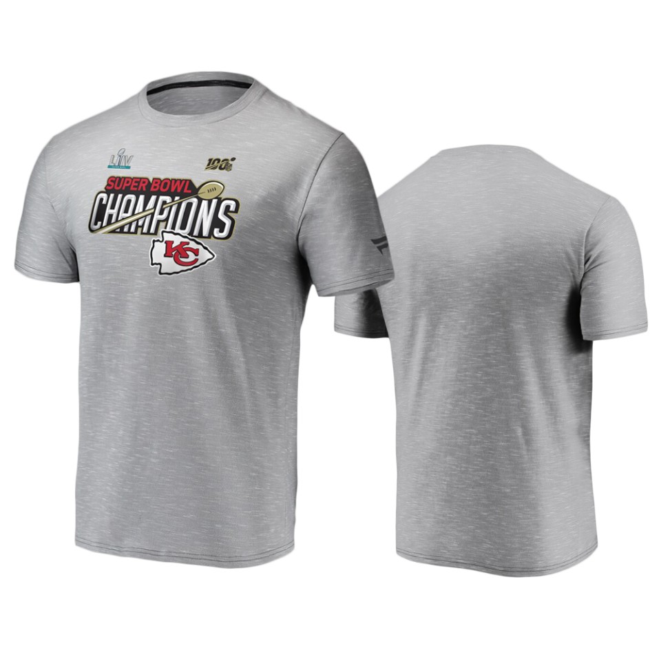 men's kansas city chiefs heather gray super bowl liv champions trophy collection locker room t shirt