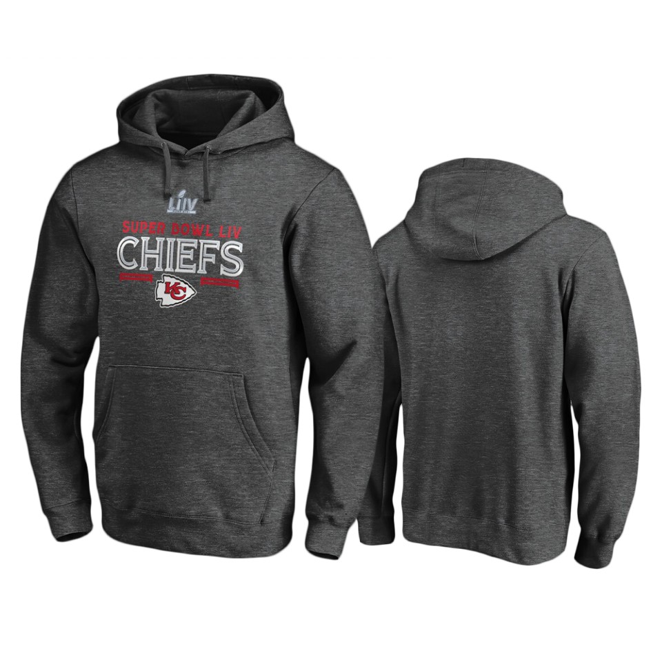 men's kansas city chiefs heather gray super bowl liv gridiron hoodie