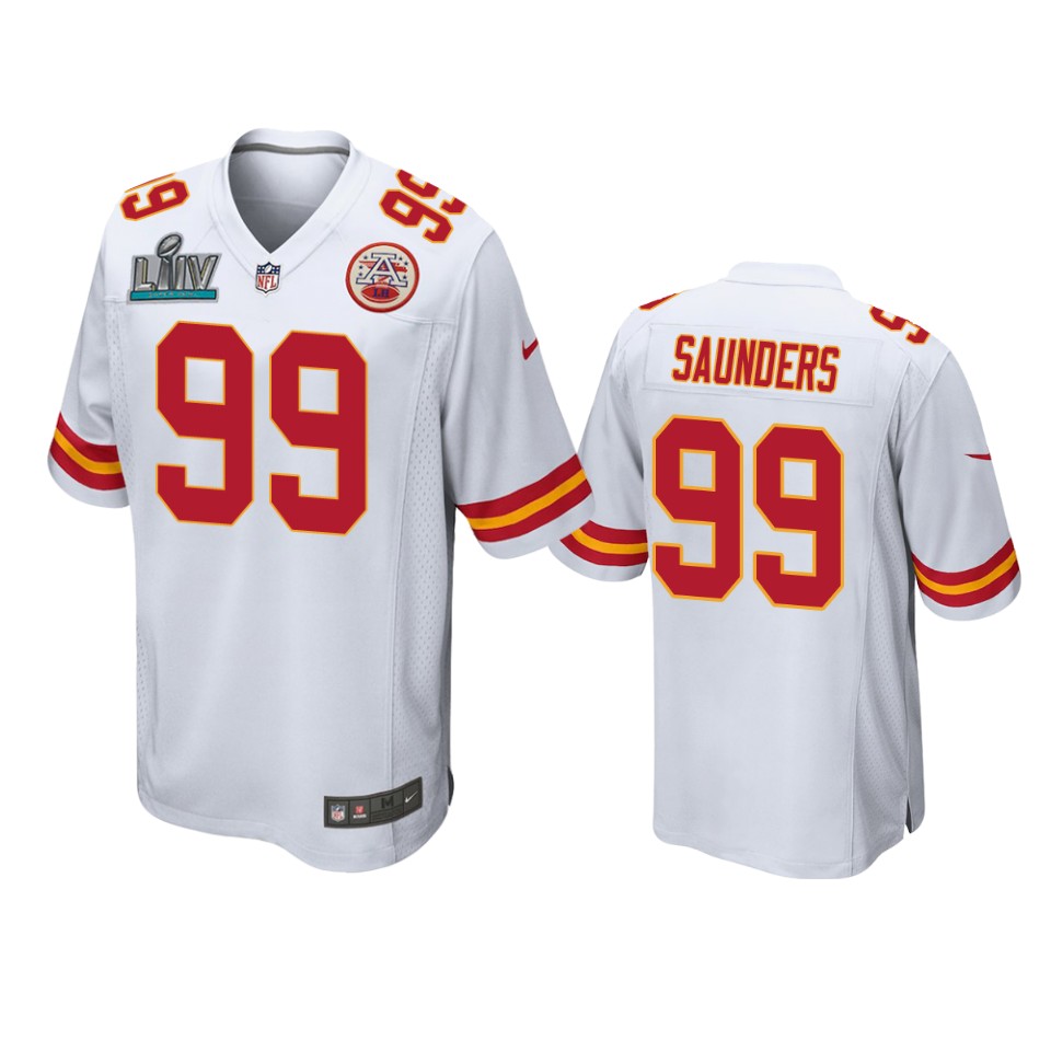 men's kansas city chiefs khalen saunders white super bowl liv game jersey