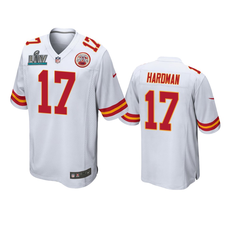men's kansas city chiefs mecole hardman white super bowl liv game jersey