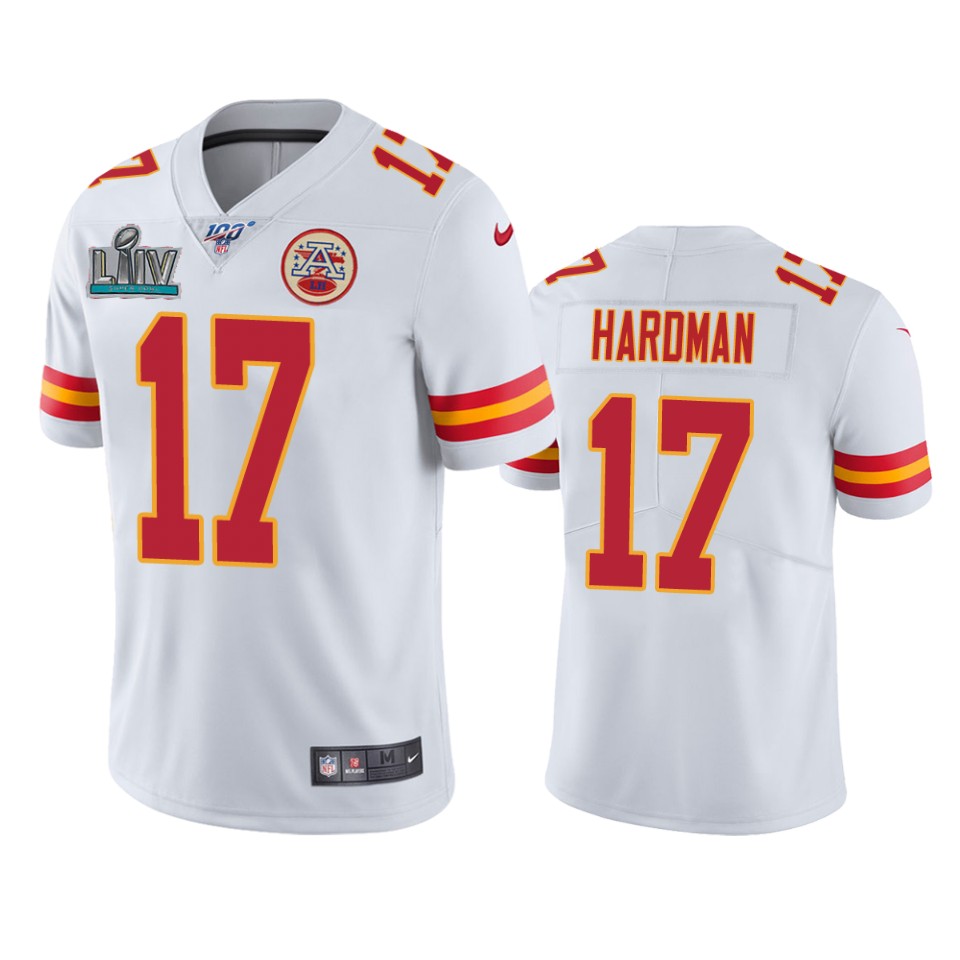 men's kansas city chiefs mecole hardman white super bowl liv vapor limited jersey