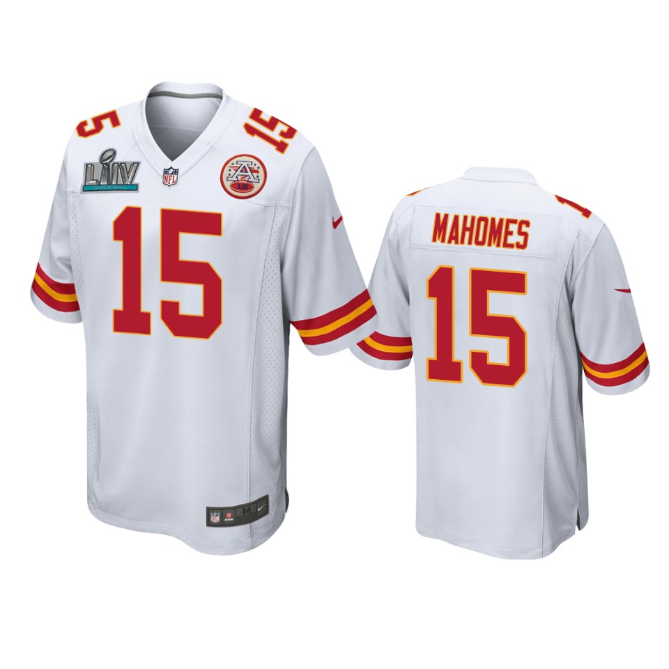 men's kansas city chiefs patrick mahomes white super bowl liv game jersey