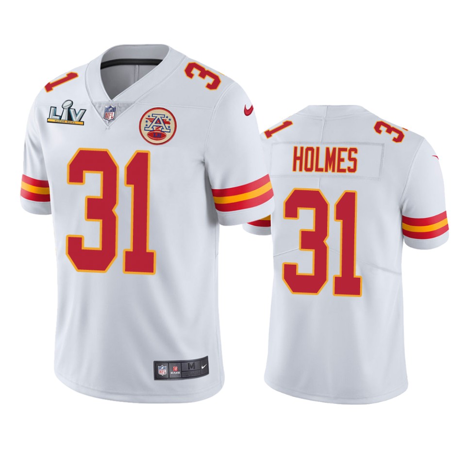 men's kansas city chiefs priest holmes white super bowl lv vapor limited jersey