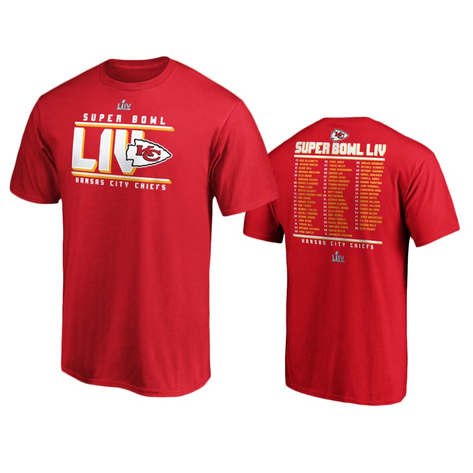 men's kansas city chiefs red super bowl liv hail mary roster t shirt