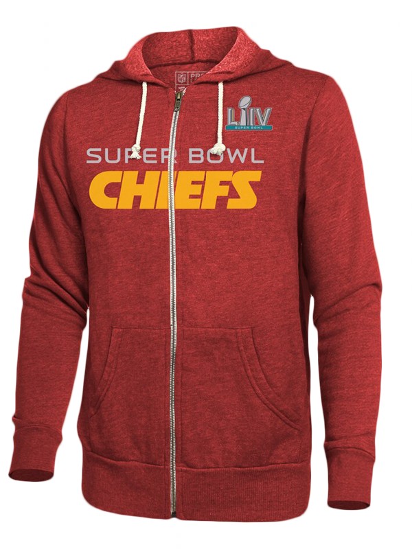 men's kansas city chiefs red super bowl liv stacked triblend full zip hoodie