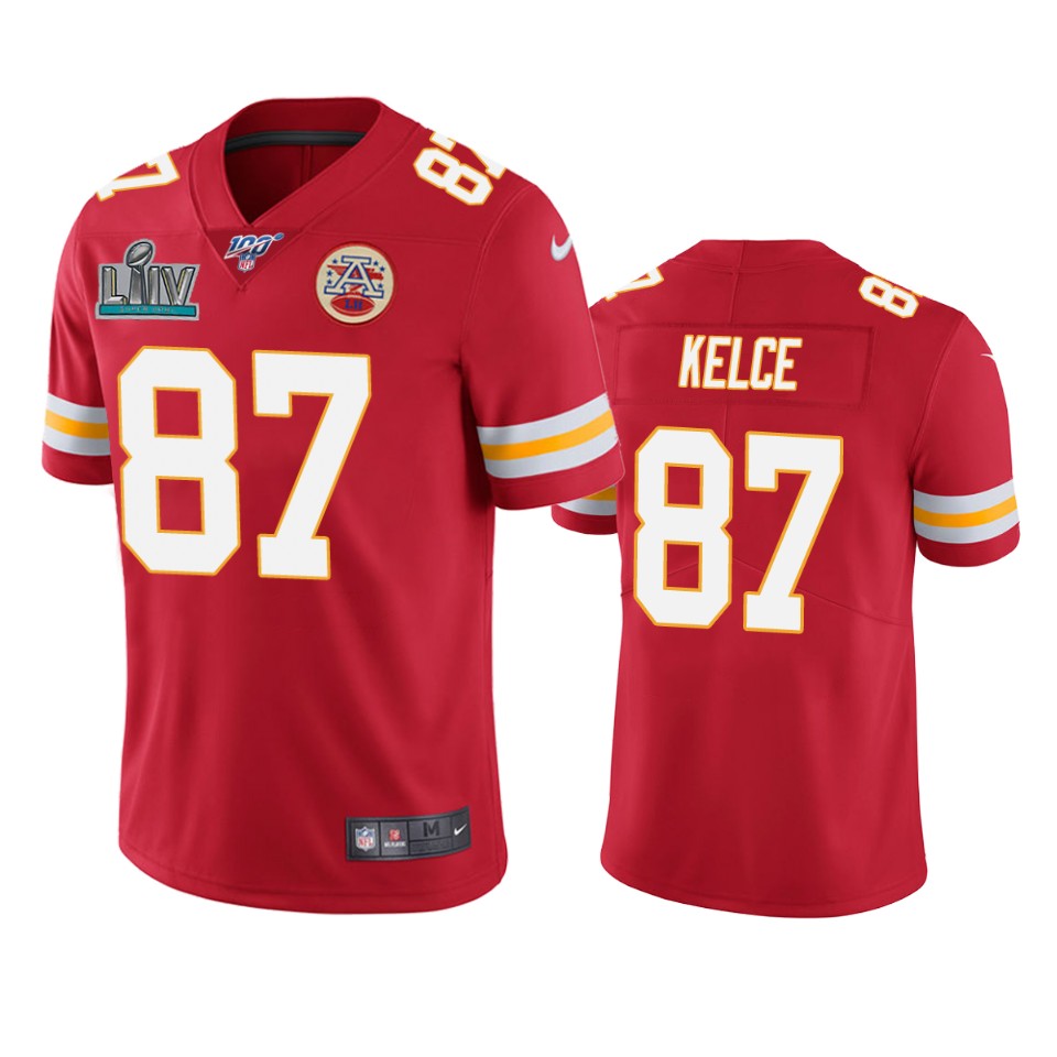 men's kansas city chiefs travis kelce red super bowl liv vapor limited jersey