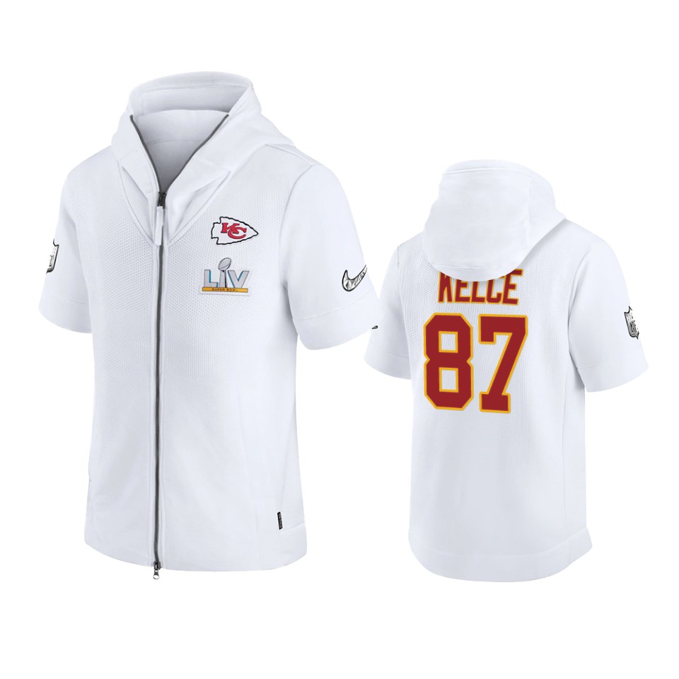 men's kansas city chiefs travis kelce red super bowl lv full zip hoodie