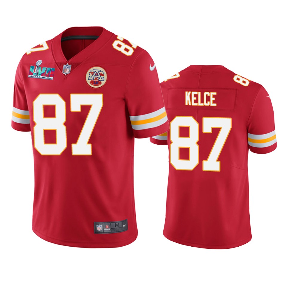 men's kansas city chiefs travis kelce red super bowl lvii vapor limited jersey