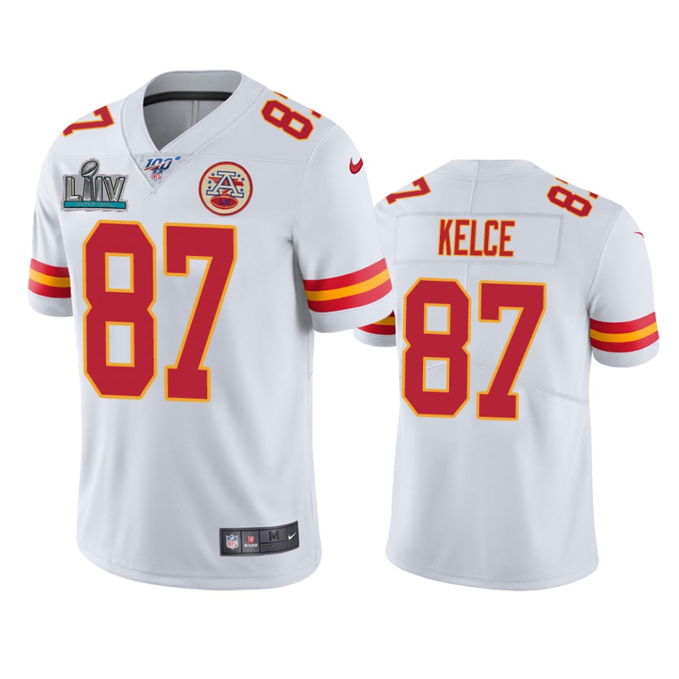 men's kansas city chiefs travis kelce white super bowl liv vapor limited jersey