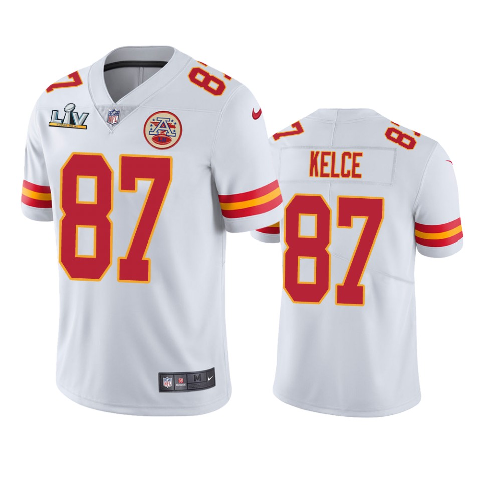 men's kansas city chiefs travis kelce white super bowl lv vapor limited jersey