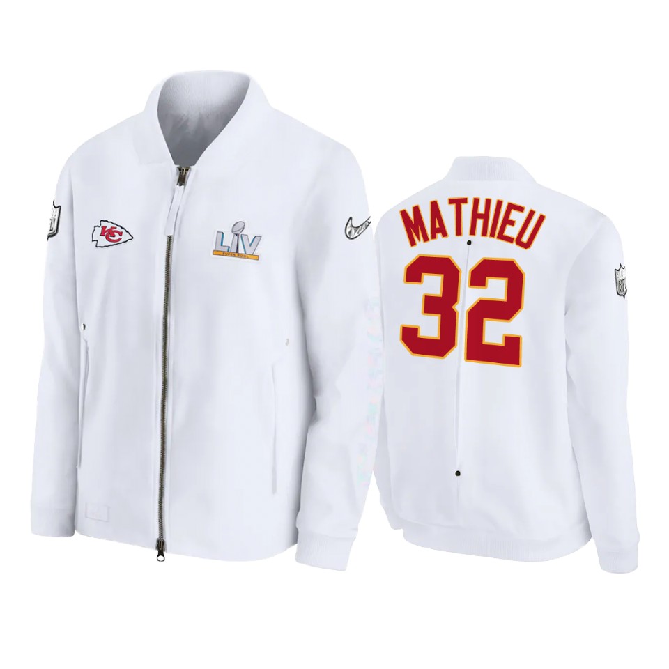 men's kansas city chiefs tyrann mathieu white super bowl lv diamond coaches jacket