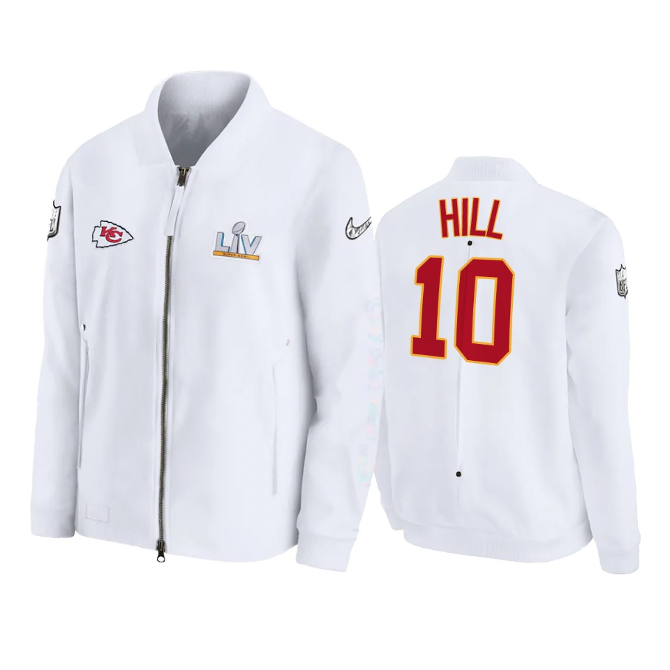 men's kansas city chiefs tyreek hill white super bowl lv diamond coaches jacket
