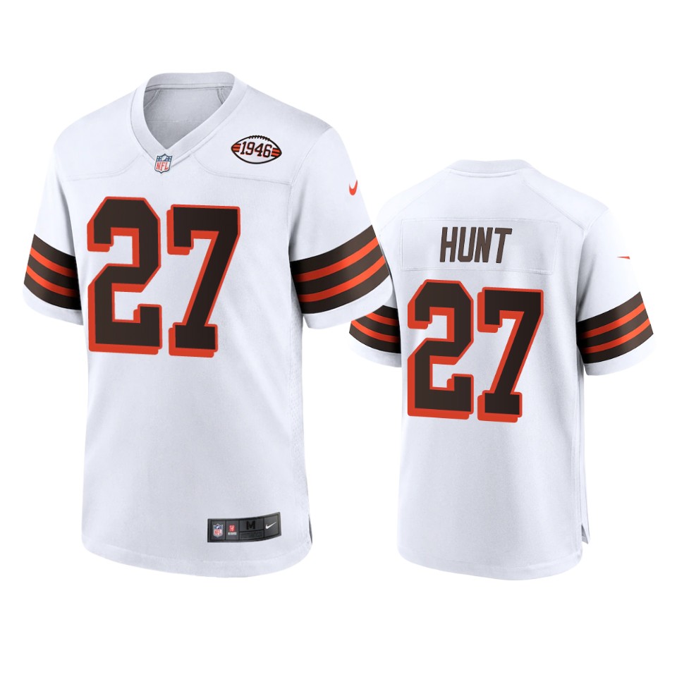 men's kareem hunt browns white alternate game 1946 collection jersey