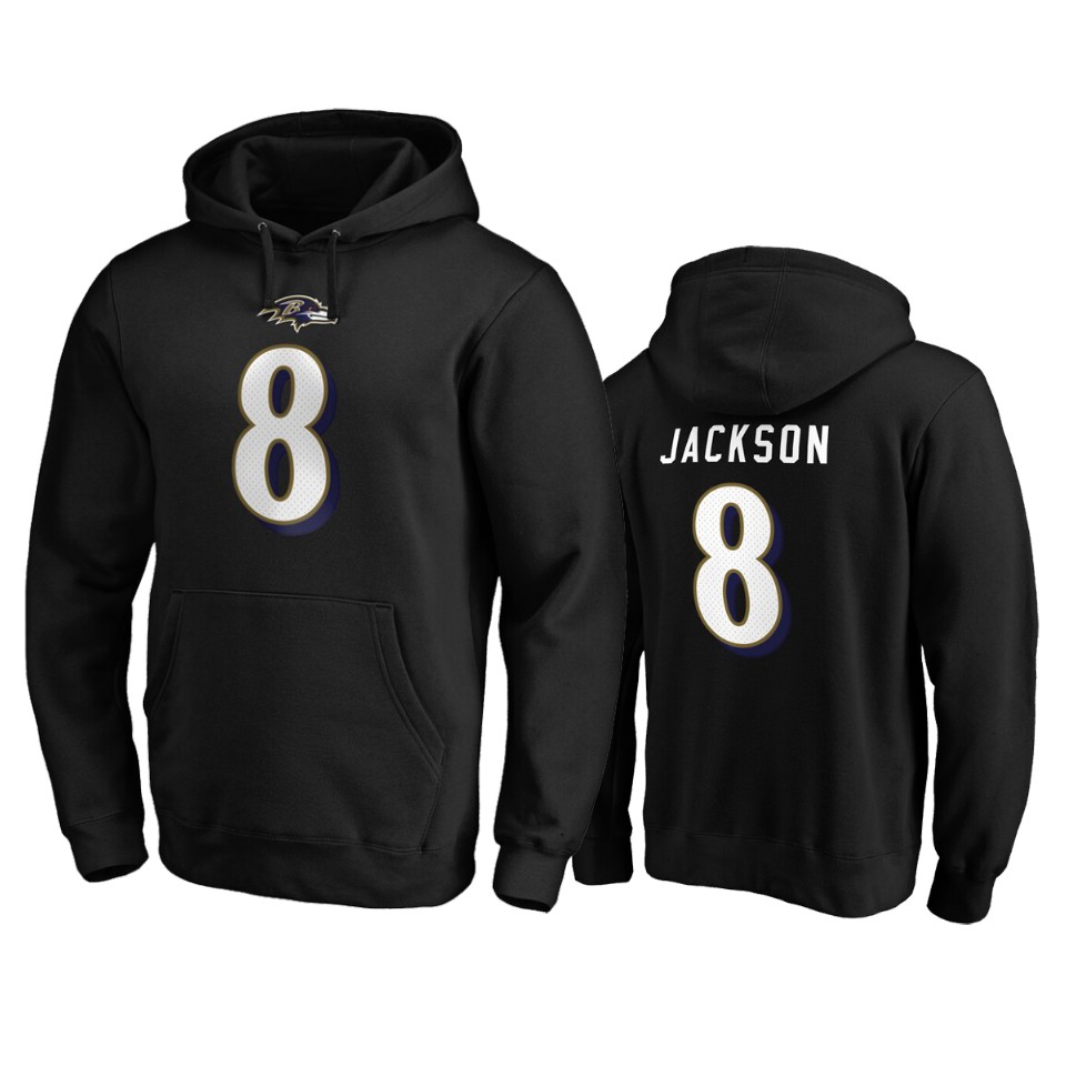 men's lamar jackson ravens black authentic stack hoodie