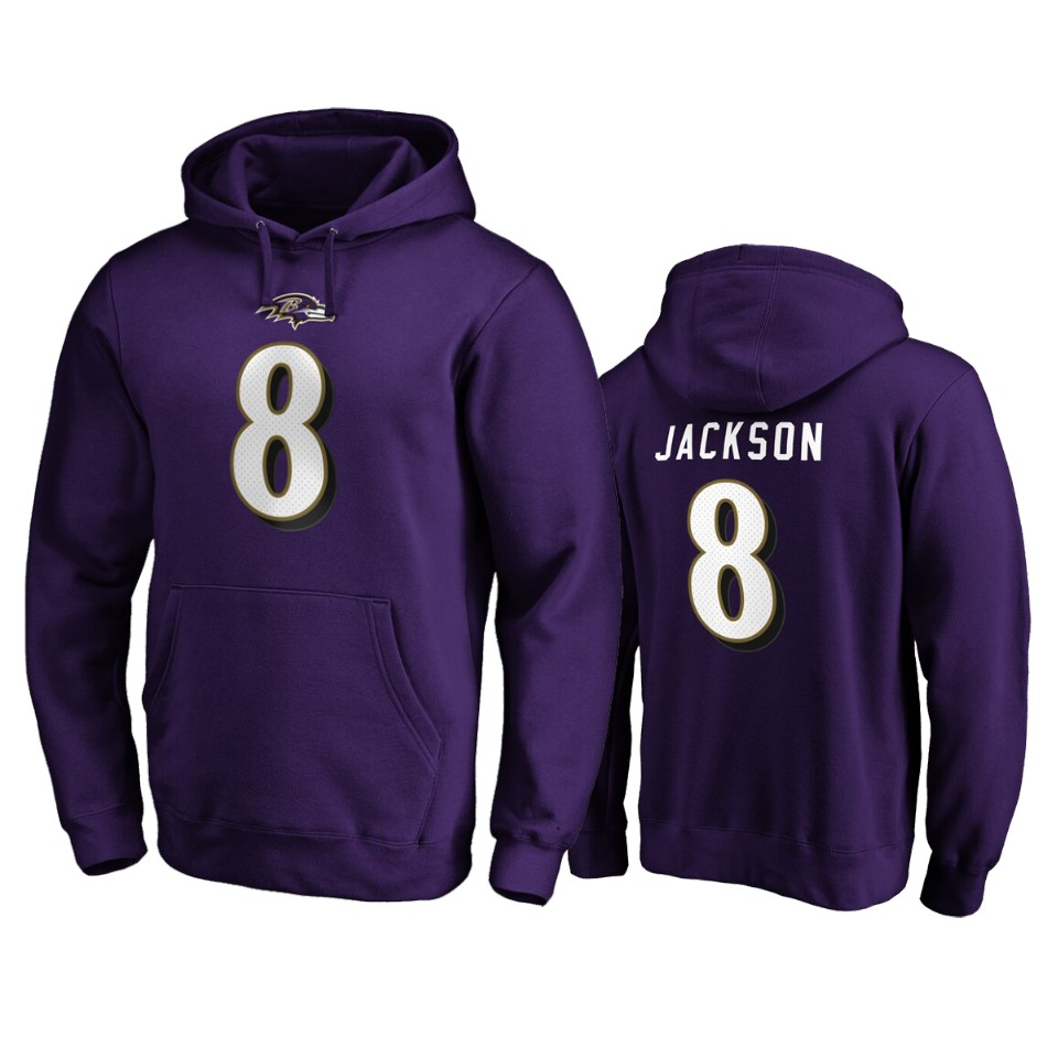 men's lamar jackson ravens purple authentic stack hoodie