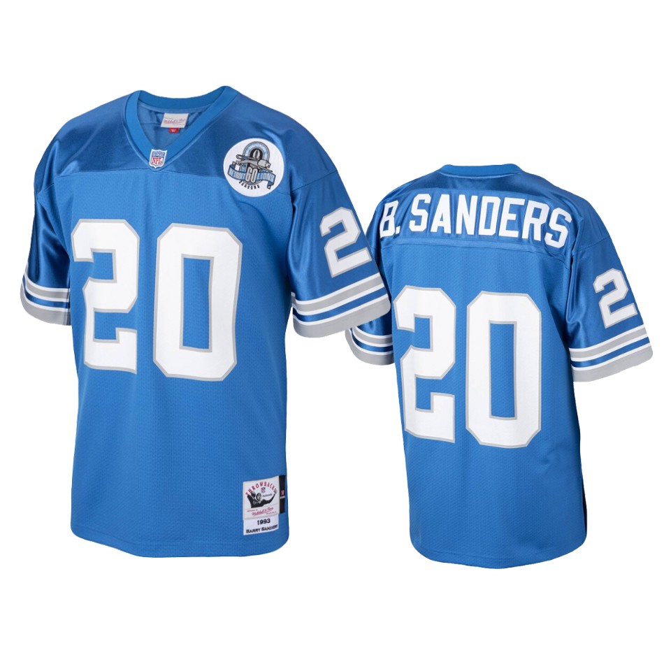 men's lions barry sanders blue 1993 authentic throwback jersey