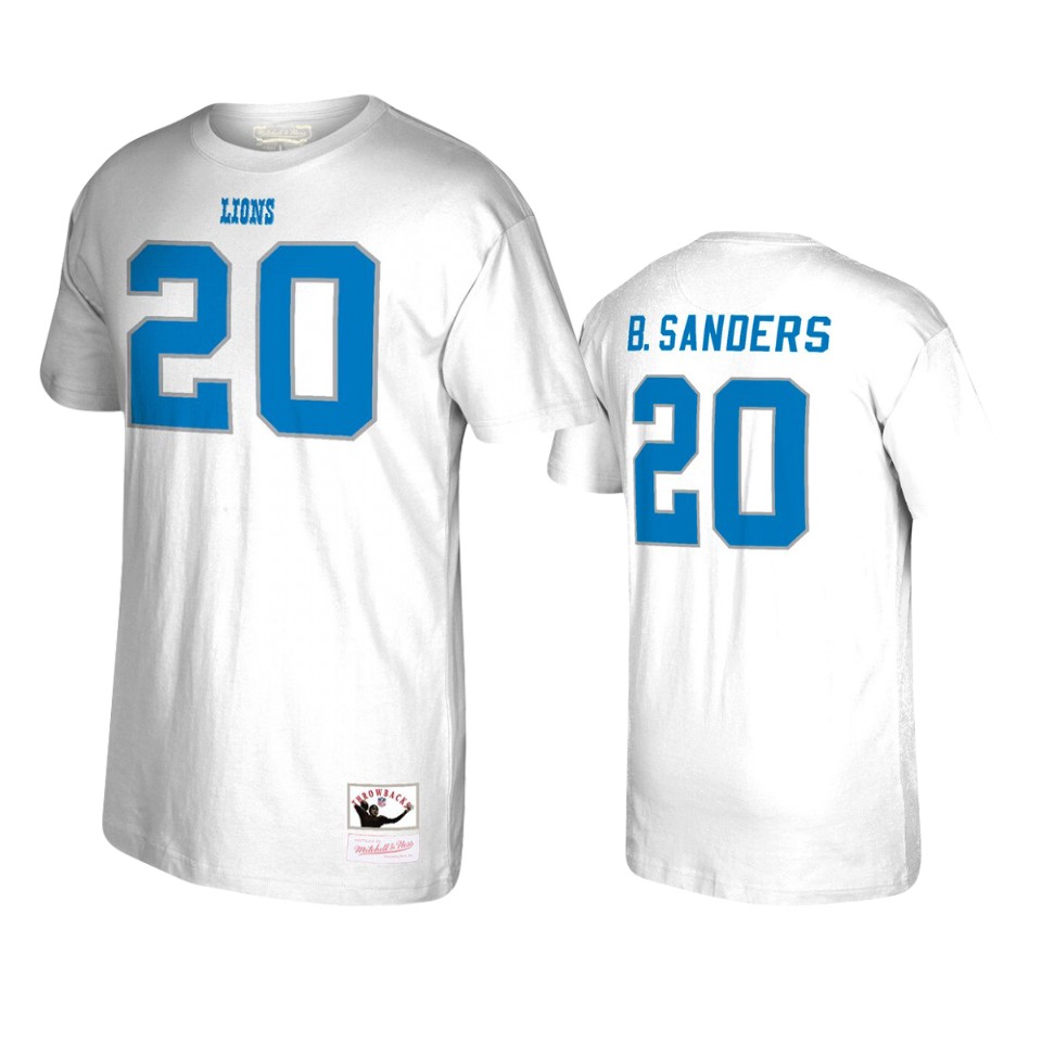 men's lions barry sanders white retired player t shirt