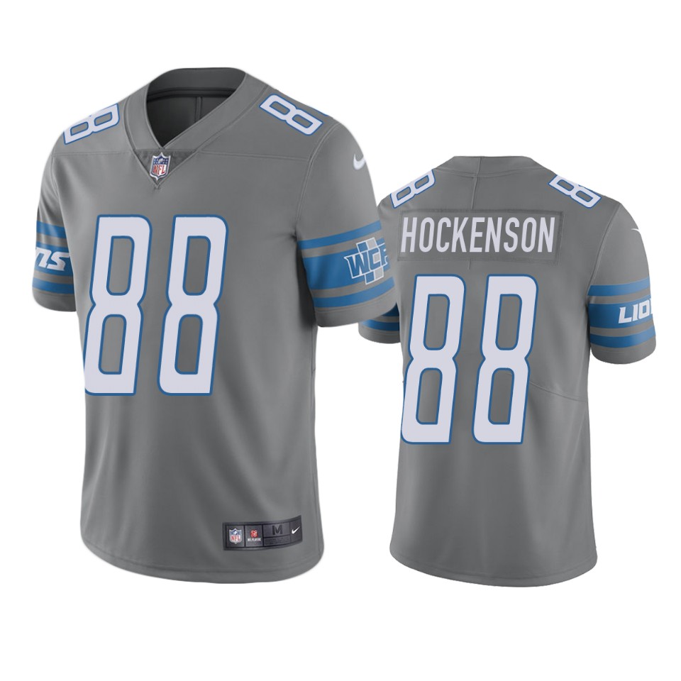 men's lions t.j. hockenson steel color rush limited jersey
