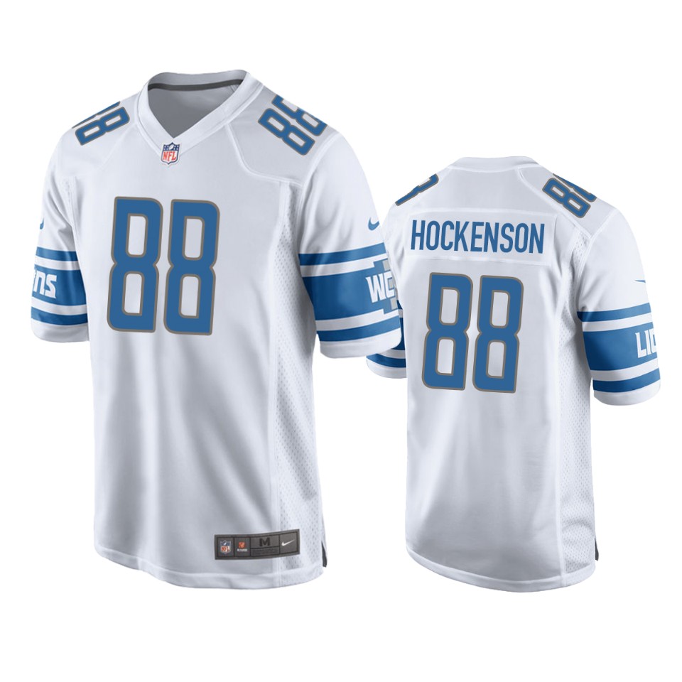 men's lions t.j. hockenson white game jersey