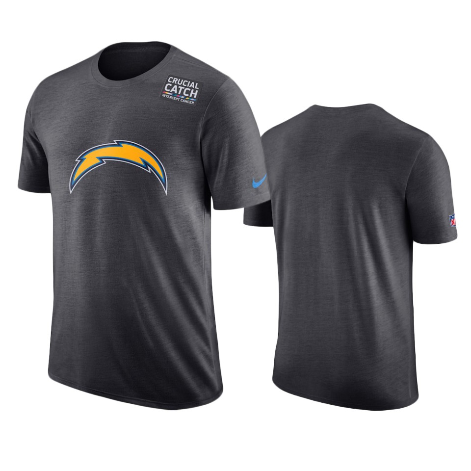 men's los angeles chargers anthracite crucial catch performance t shirt