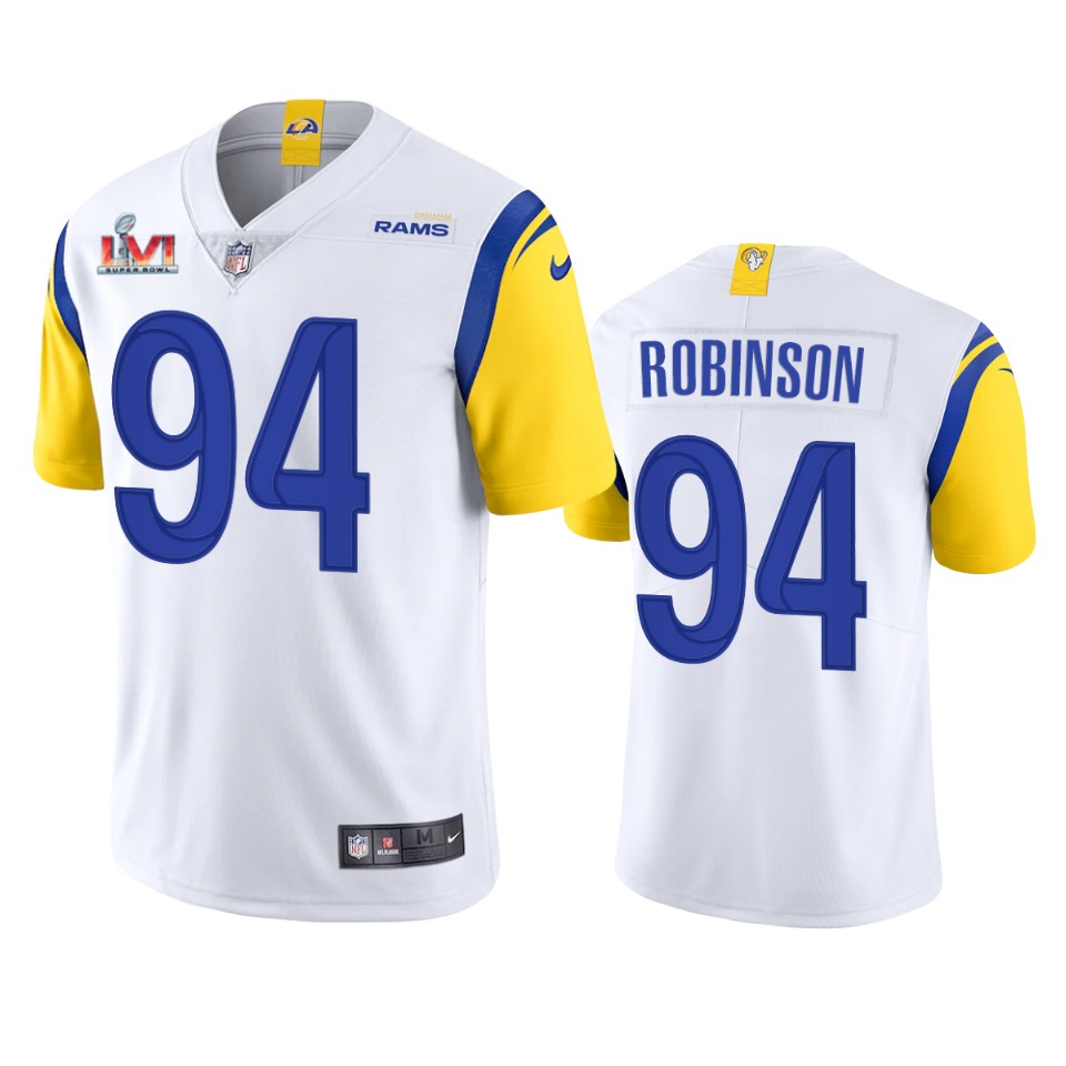 men's los angeles rams a'shawn robinson white super bowl lvi limited jersey