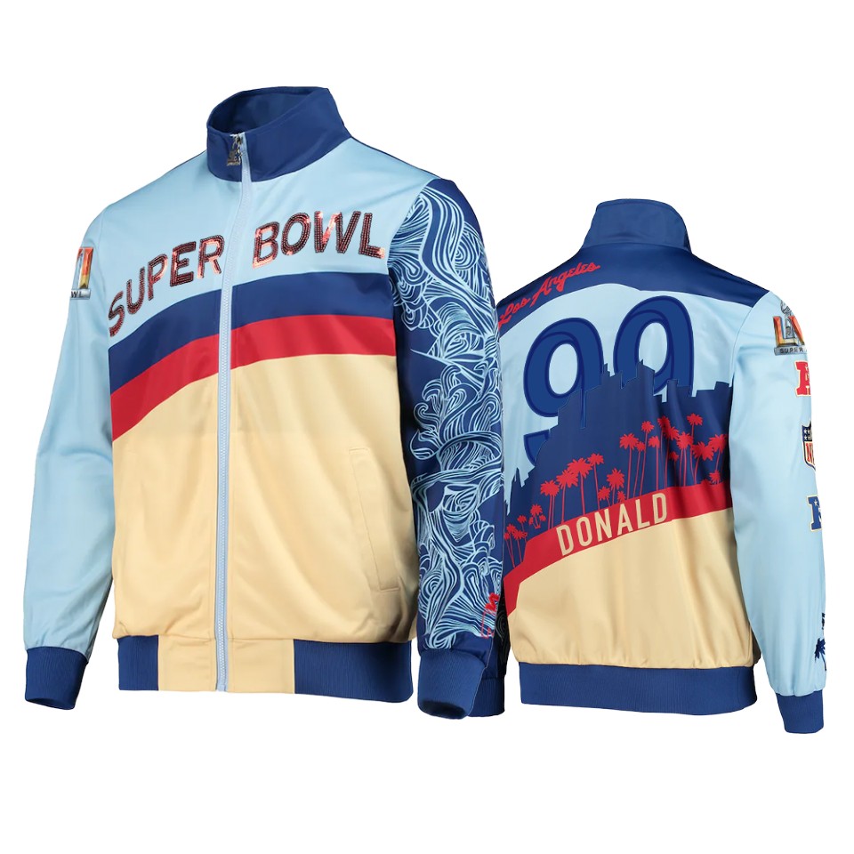 men's los angeles rams aaron donald blue cream skyline track jacket