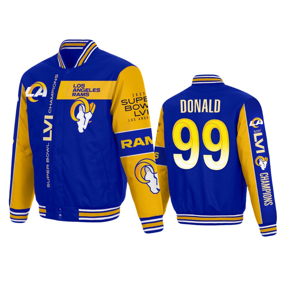men's los angeles rams aaron donald royal full snap jacket