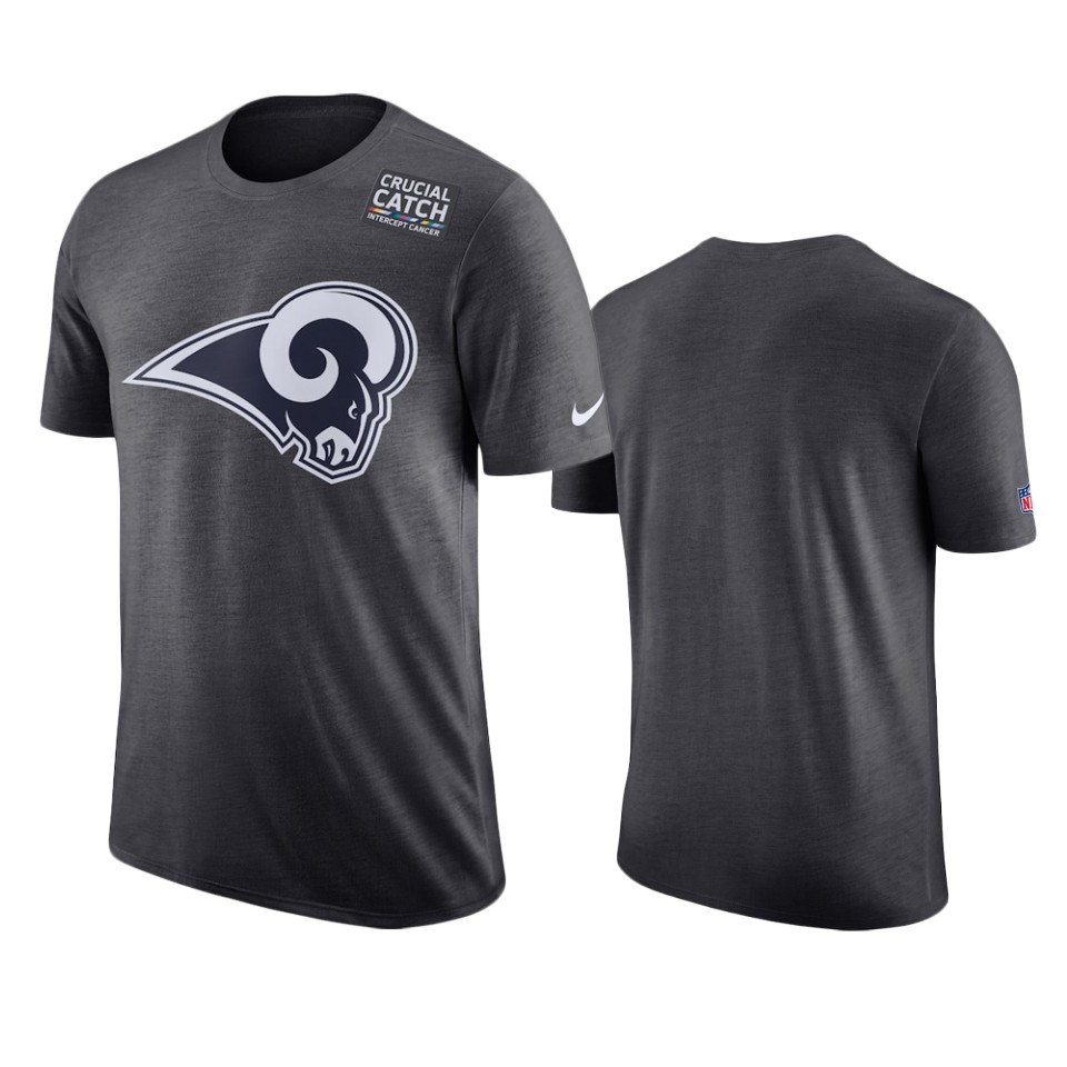 men's los angeles rams anthracite crucial catch performance t shirt