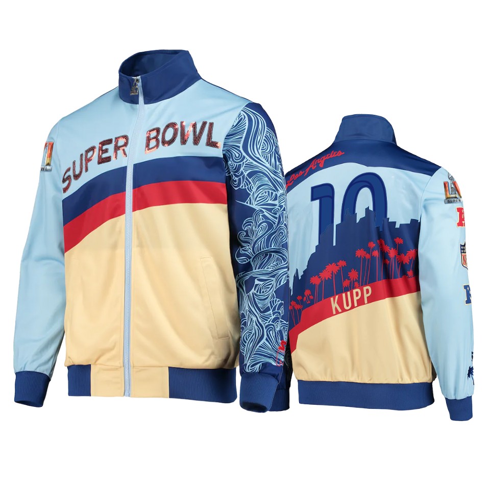 men's los angeles rams cooper kupp blue cream skyline track jacket